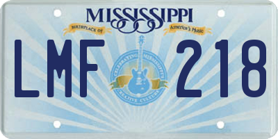 MS license plate LMF218