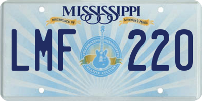 MS license plate LMF220