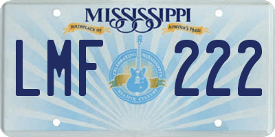 MS license plate LMF222