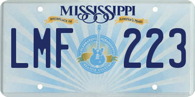 MS license plate LMF223