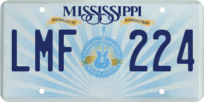 MS license plate LMF224