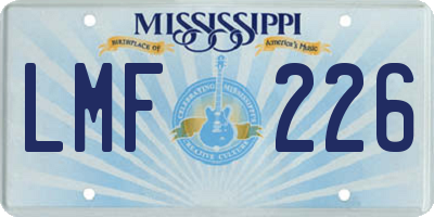 MS license plate LMF226