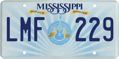 MS license plate LMF229