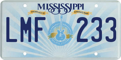 MS license plate LMF233