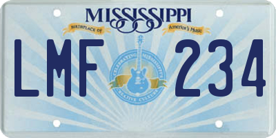 MS license plate LMF234