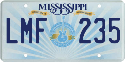 MS license plate LMF235
