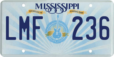 MS license plate LMF236