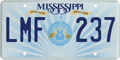 MS license plate LMF237
