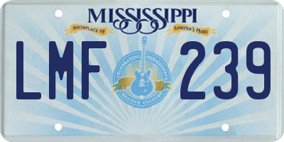 MS license plate LMF239