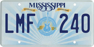 MS license plate LMF240