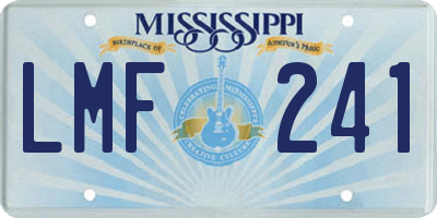 MS license plate LMF241