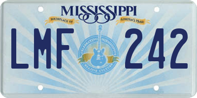 MS license plate LMF242