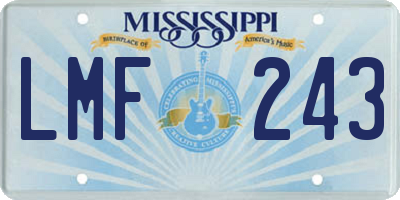 MS license plate LMF243