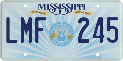 MS license plate LMF245