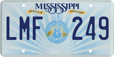 MS license plate LMF249