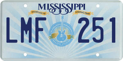 MS license plate LMF251