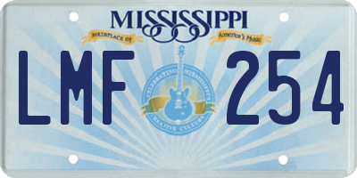 MS license plate LMF254