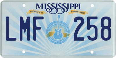 MS license plate LMF258