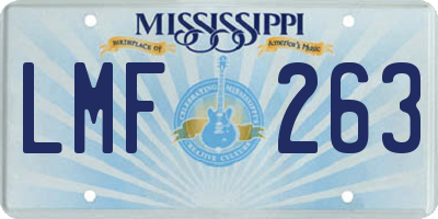 MS license plate LMF263