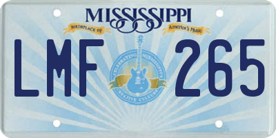 MS license plate LMF265