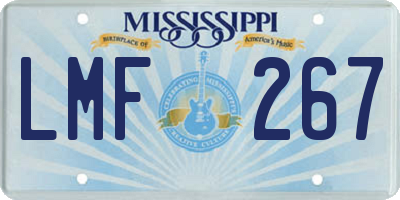 MS license plate LMF267