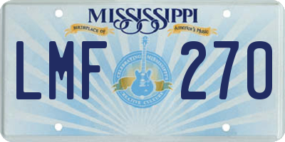 MS license plate LMF270