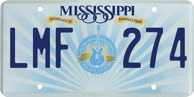 MS license plate LMF274