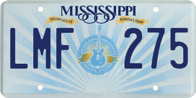 MS license plate LMF275