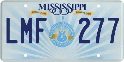 MS license plate LMF277