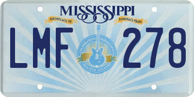 MS license plate LMF278