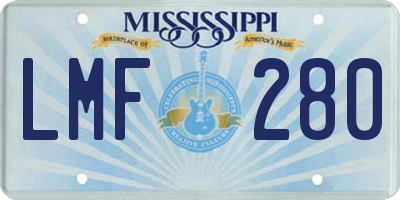 MS license plate LMF280