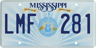 MS license plate LMF281