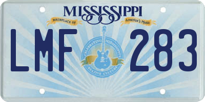 MS license plate LMF283