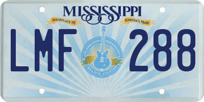 MS license plate LMF288