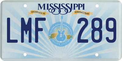 MS license plate LMF289