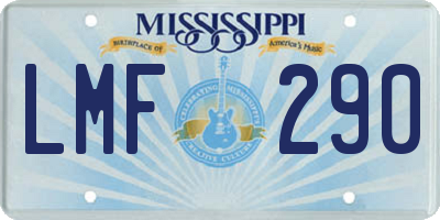MS license plate LMF290