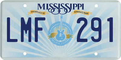 MS license plate LMF291