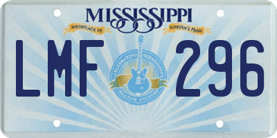 MS license plate LMF296