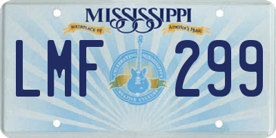 MS license plate LMF299