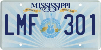 MS license plate LMF301