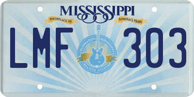 MS license plate LMF303