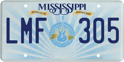 MS license plate LMF305