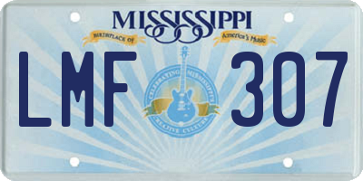 MS license plate LMF307