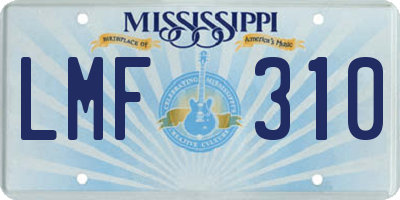 MS license plate LMF310