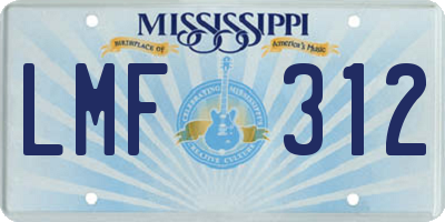 MS license plate LMF312