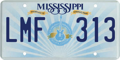 MS license plate LMF313