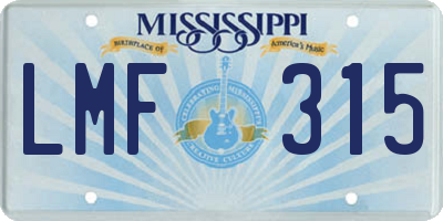 MS license plate LMF315