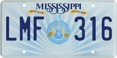 MS license plate LMF316
