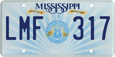 MS license plate LMF317