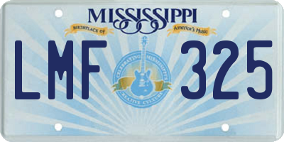 MS license plate LMF325